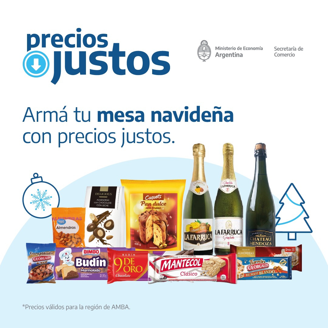 Precios Justos incluye productos para la mesa  de  Año Nuevo