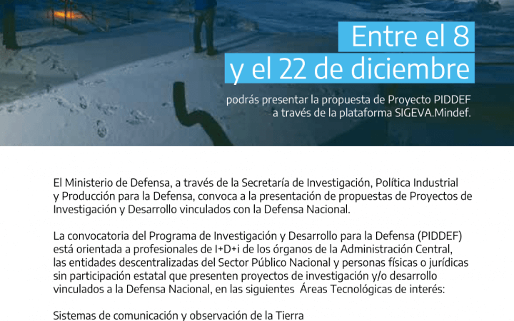 Convocan a presentar proyectos vinculados a la Defensa Nacional