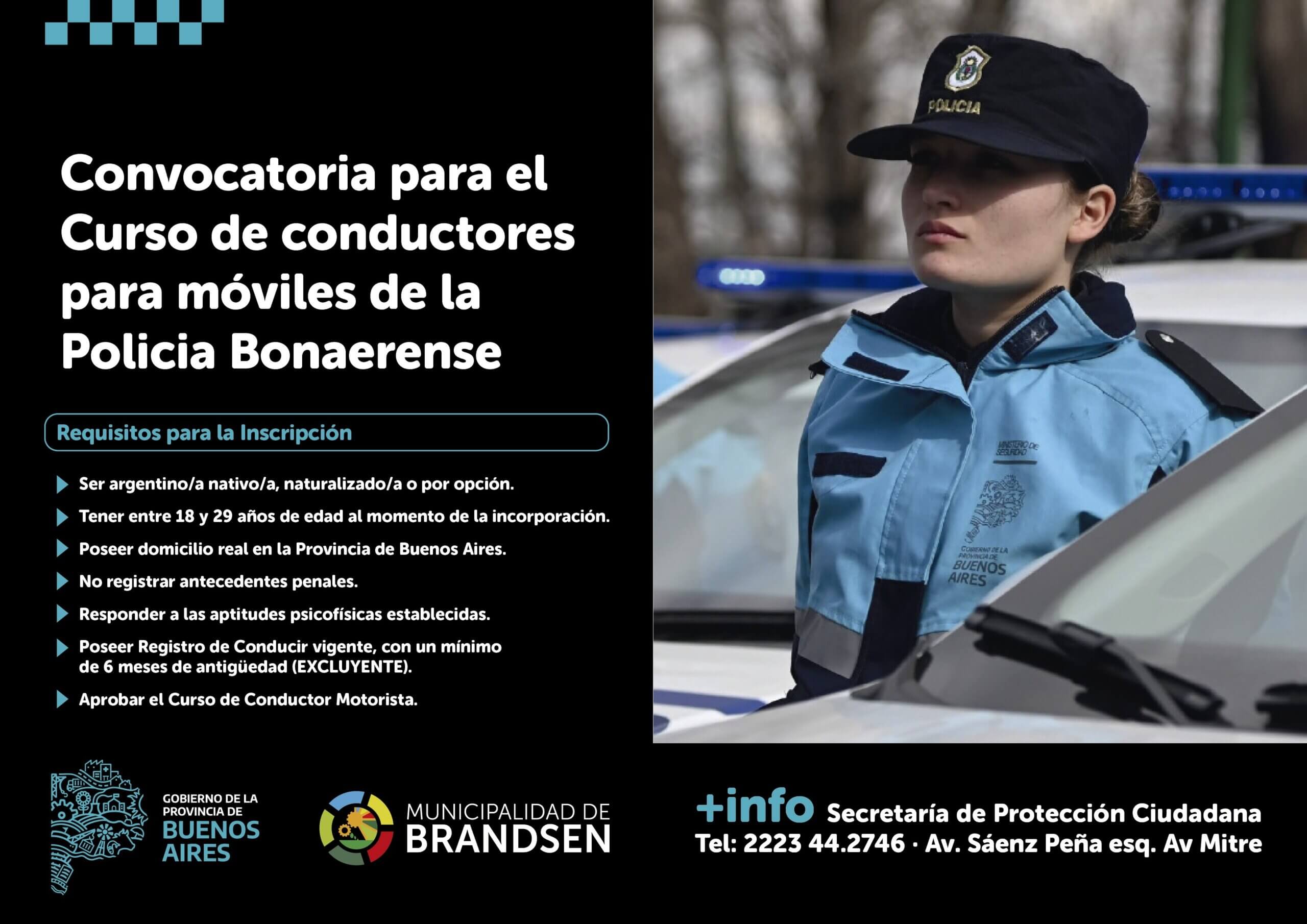 Brandsen: abren la inscripción para el curso de Conductor Motorista para móviles de la Policía