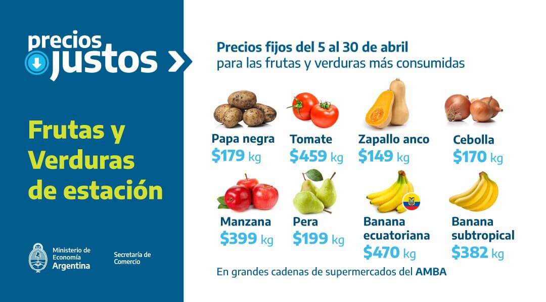 Acuerdo de precios: la canasta de frutas y verduras de estación