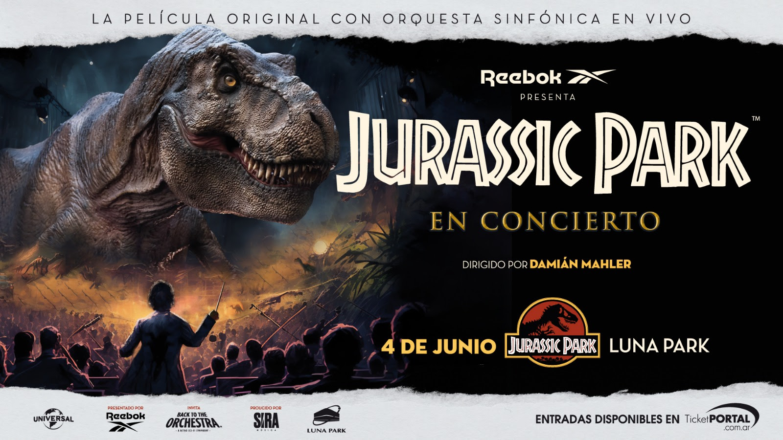 Llega al mítico estadio Luna Park “Jurassic Park en concierto” el 4 de junio