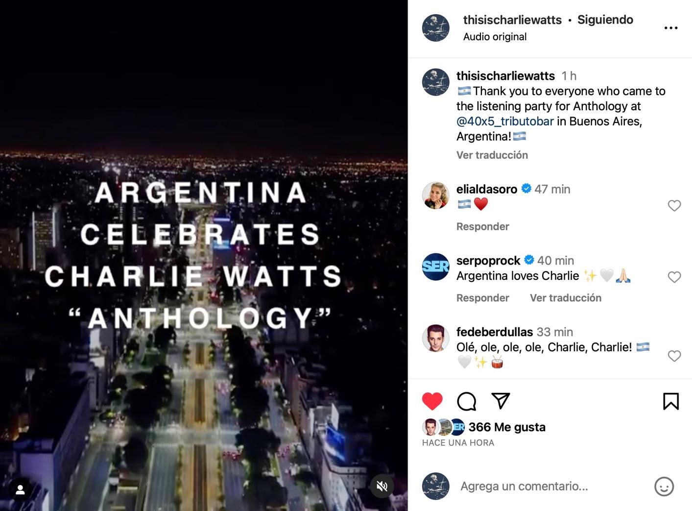 Fans argentinos celebraron el lanzamiento de  Charlie  Watts “Anthology”