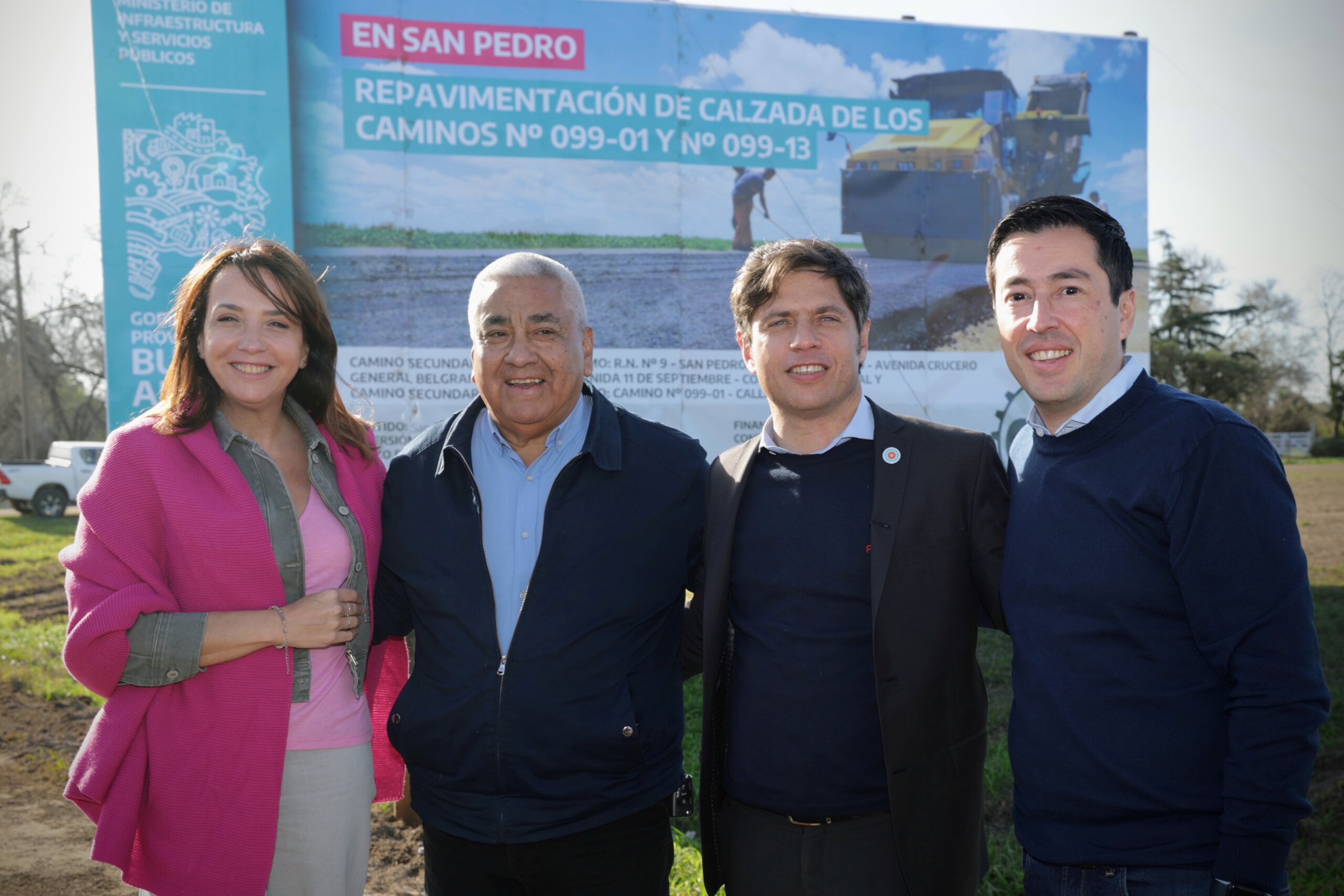 Kicillof, Salazar , Sánchez Jáuregui  y Nardini recorrieron las obras de la ruta provincial 1.001