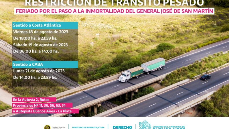 Por el finde largo, habrá restricción de circulación de camiones en la autovía 2