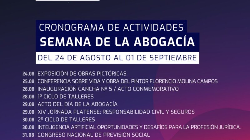 Se viene la Semana de la Abogacía en La Plata