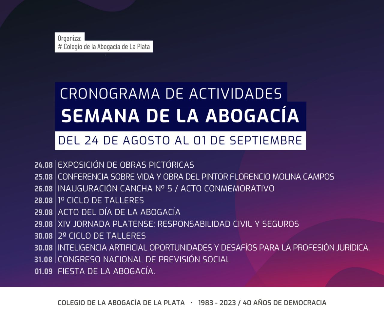 Se viene la Semana de la Abogacía en La Plata