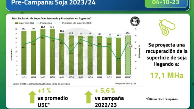 Soja: Llegarían a 17.100.000 hectáreas la superficie sembrada