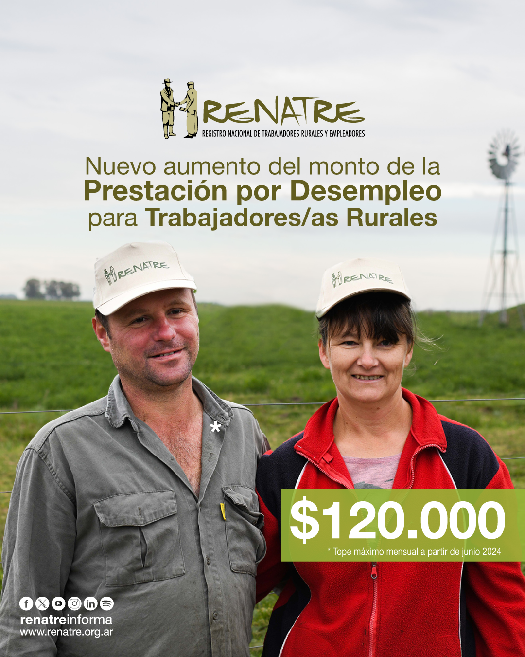 El RENATRE anunció un aumento en la prestación por desempleo