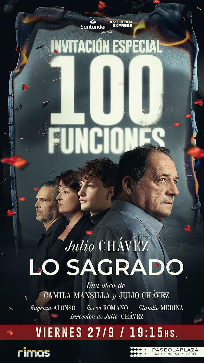 «Lo Sagrado» de Julio Chávez y Camila Mansilla cumple 100 funciones