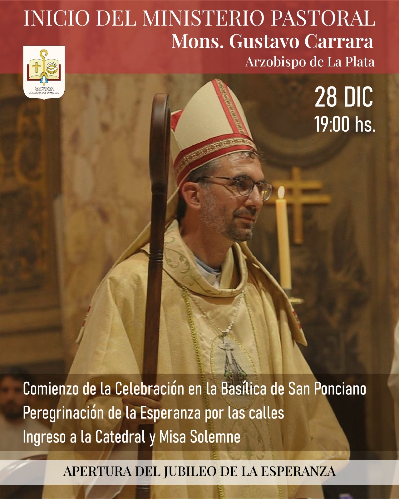 Monseñor Gustavo Carrara asume como Arzobispo de la Arquidiócesis de La Plata