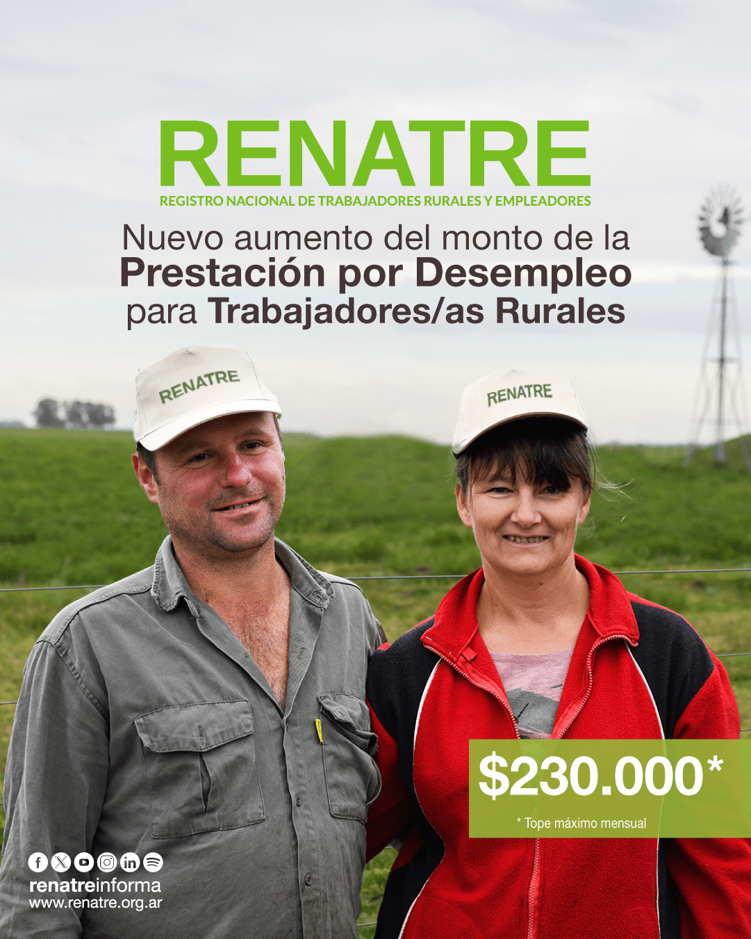 El RENATRE aumentó los montos de la Prestación por Desempleo hasta $230.000 a partir de marzo