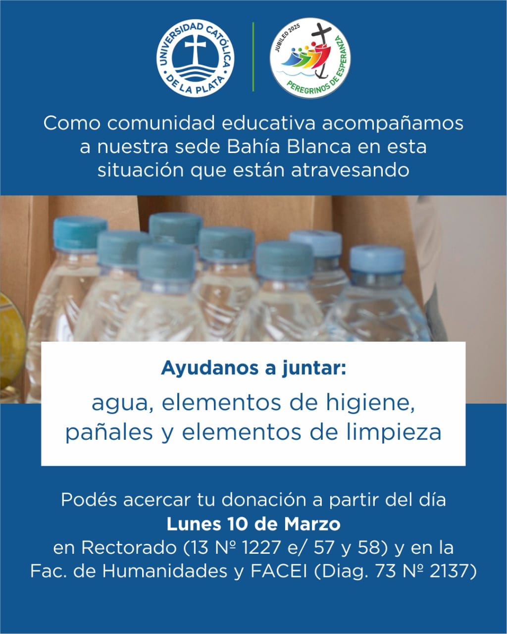 Catástrofe en Bahía Blanca: la UCALP recibe donaciones para ayudar a los damnificados