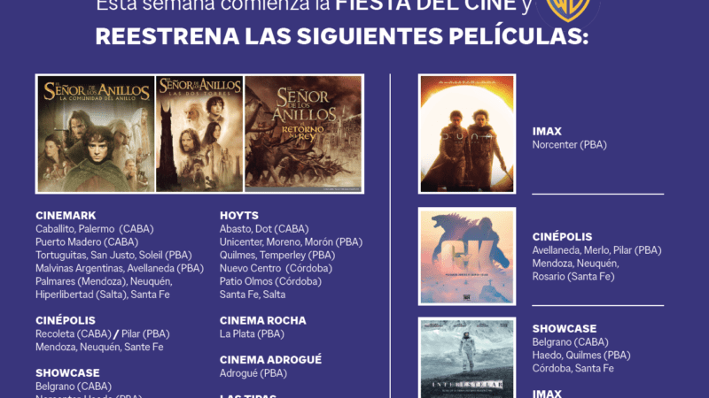🎊¡FIESTA DEL CINE!🎊 Conocé las películas que vuelven a los cines.