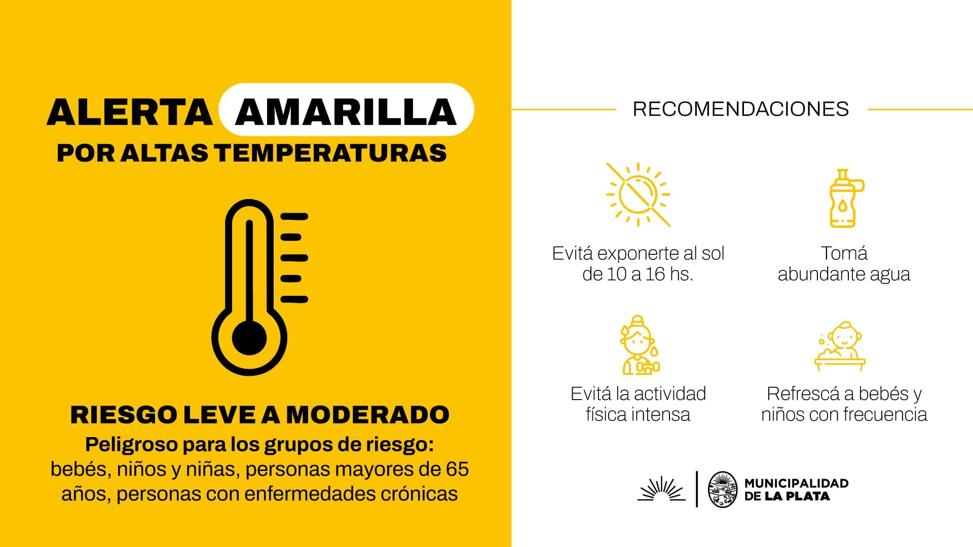 Establecen el nivel de alerta ‘amarillo’ por altas temperaturas en La Plata