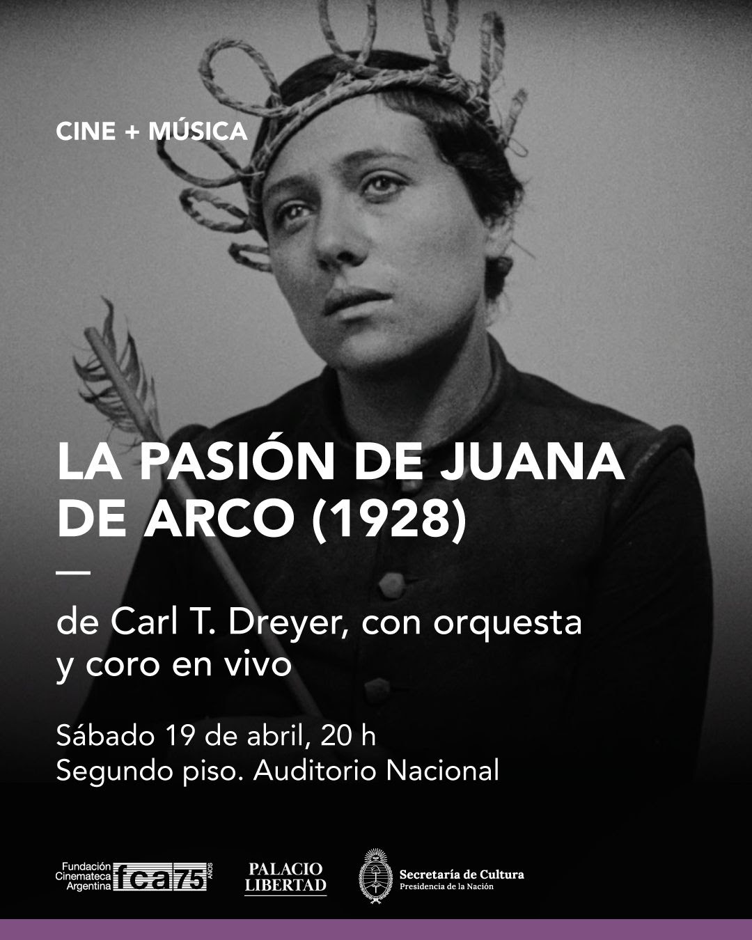 «La pasión de Juana de Arco», se proyecta con música en vivo en el Palacio Libertad