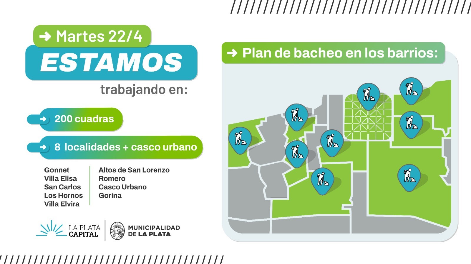 La Plata: continúan los trabajos de bacheo en diversos barrios