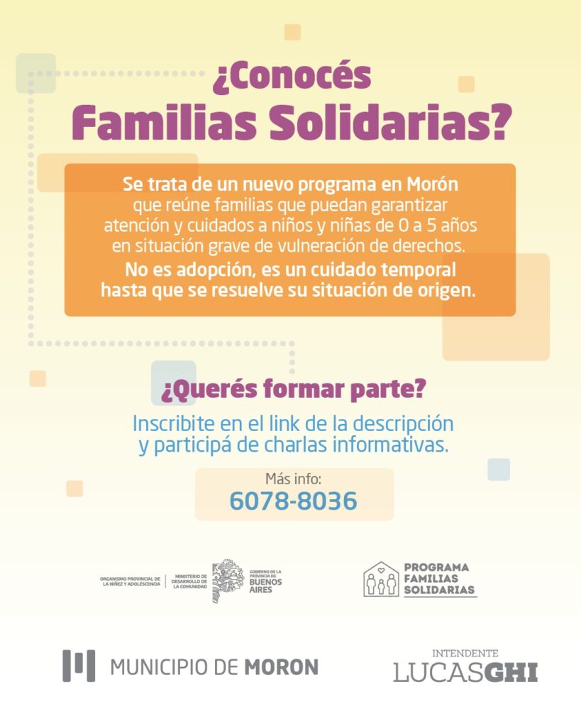 ¡Enterate de qué se trata el programa » Familias Solidarias»! Lo impulsa el municipio de Morón