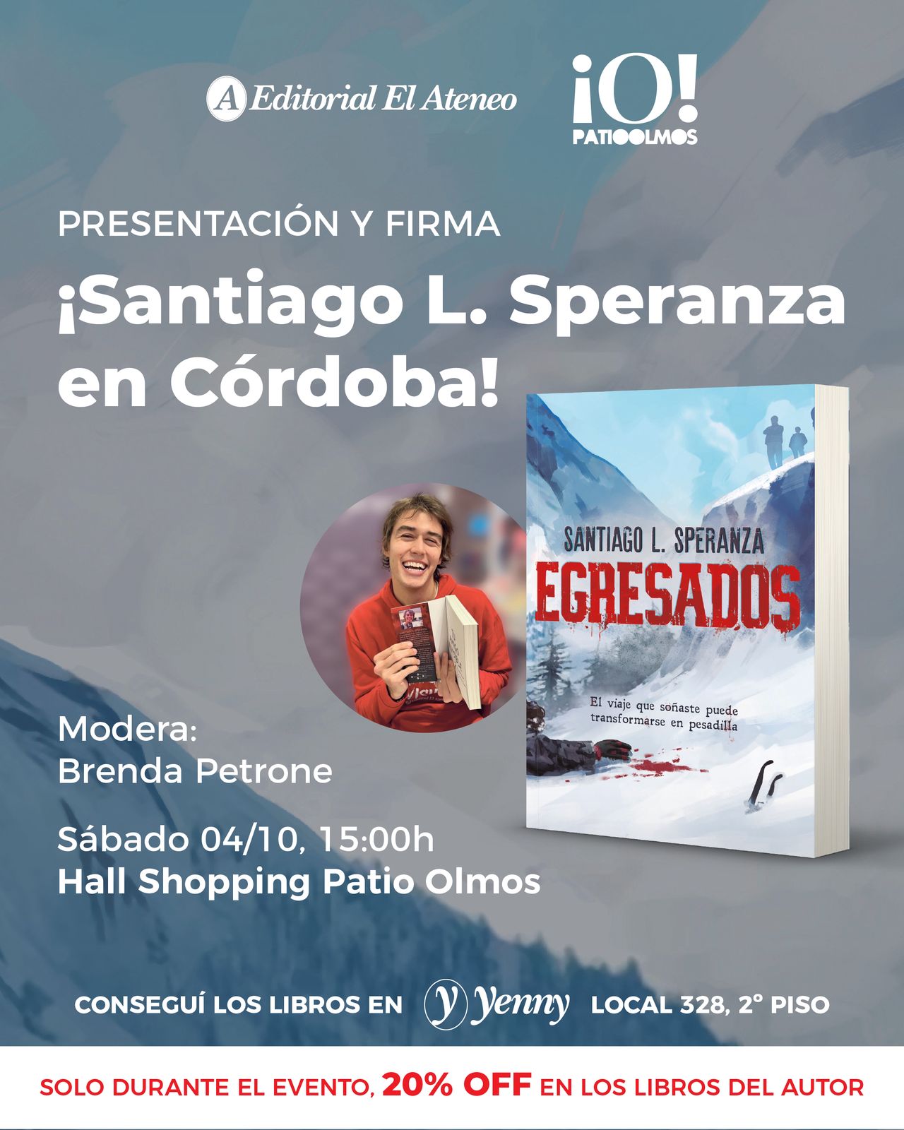 Santiago Speranza presentará en Córdoba su novela  Egresados