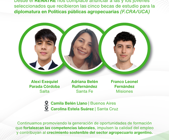 Convenio entre RENATRE, CRA y la UCA: Cinco jóvenes se especializarán en políticas del sector rural
