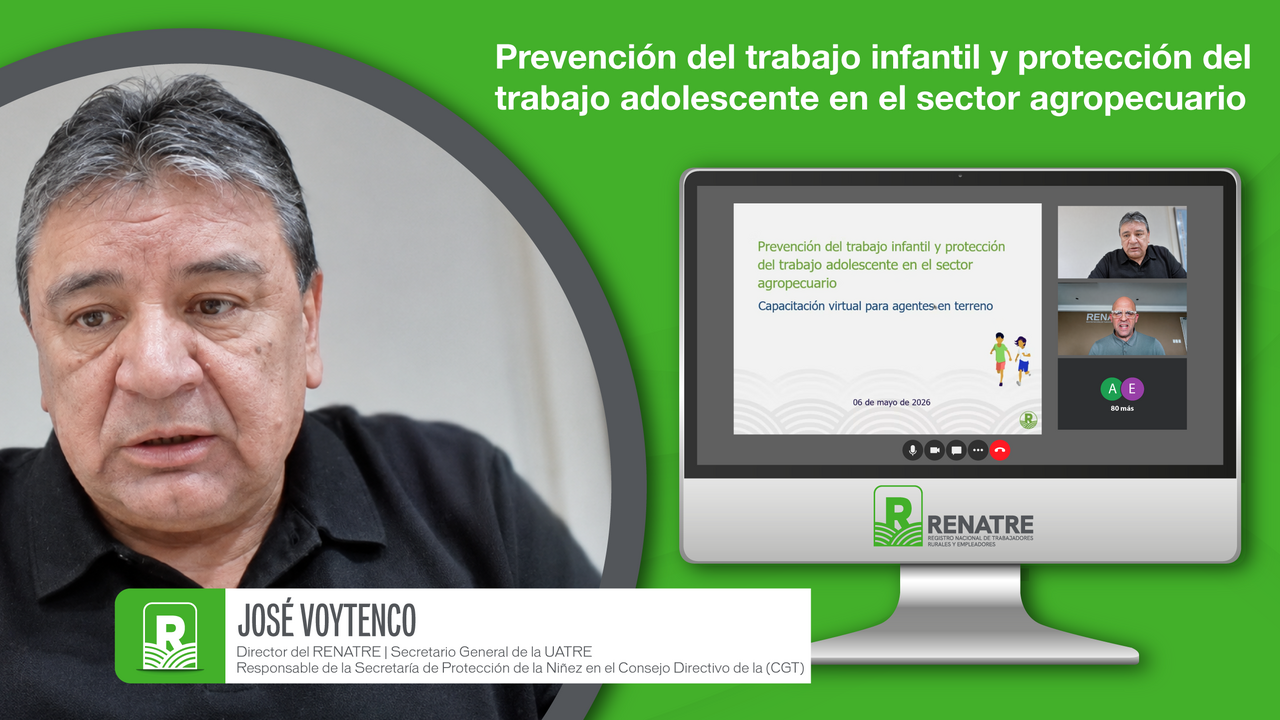 Compromiso rural: RENATRE y la OIT finalizaron un nuevo ciclo de capacitación contra el trabajo infantil