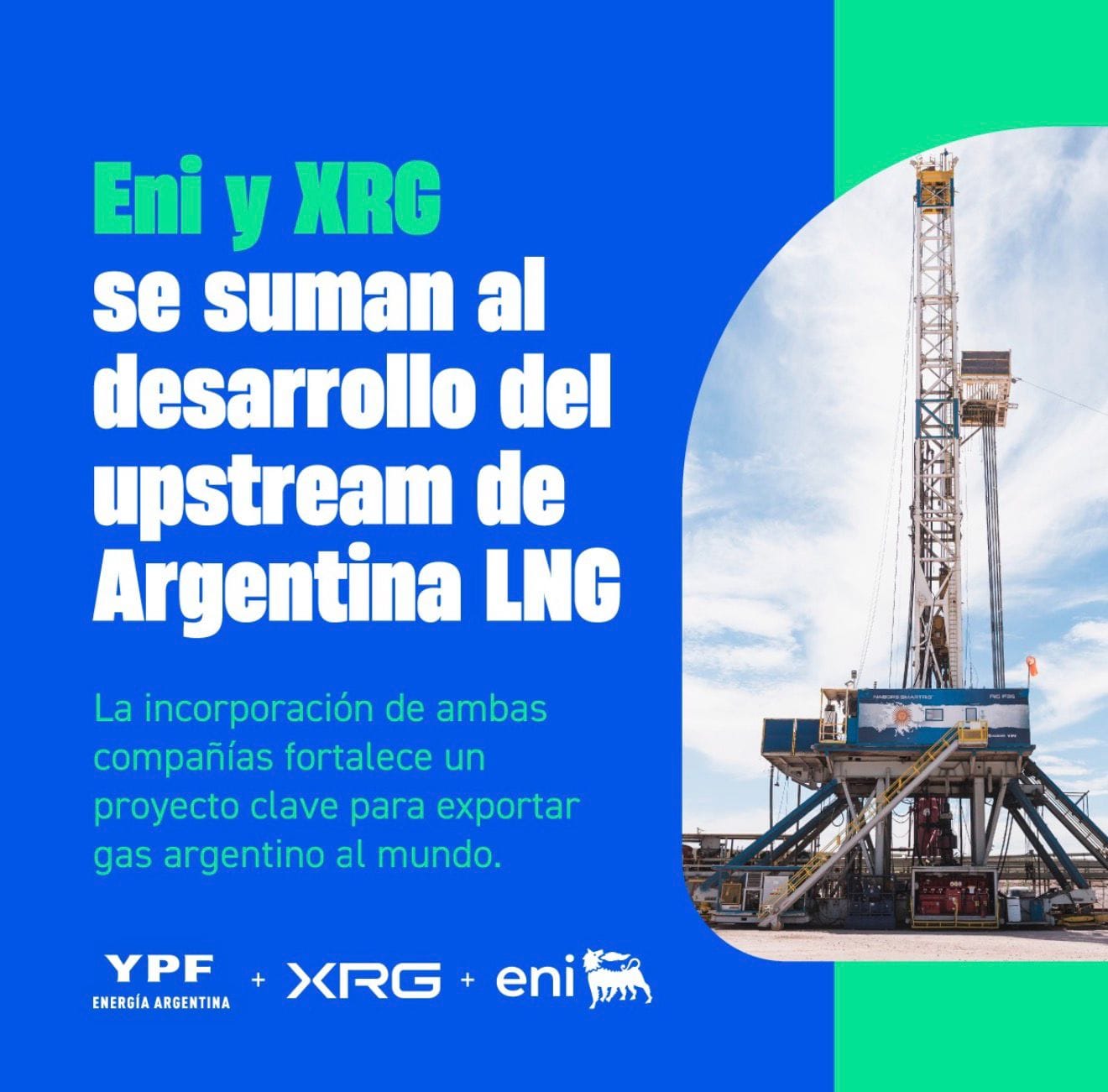 YPF incorpora a los gigantes energéticos Eni y XRG al upstream del megaproyecto Argentina LNG