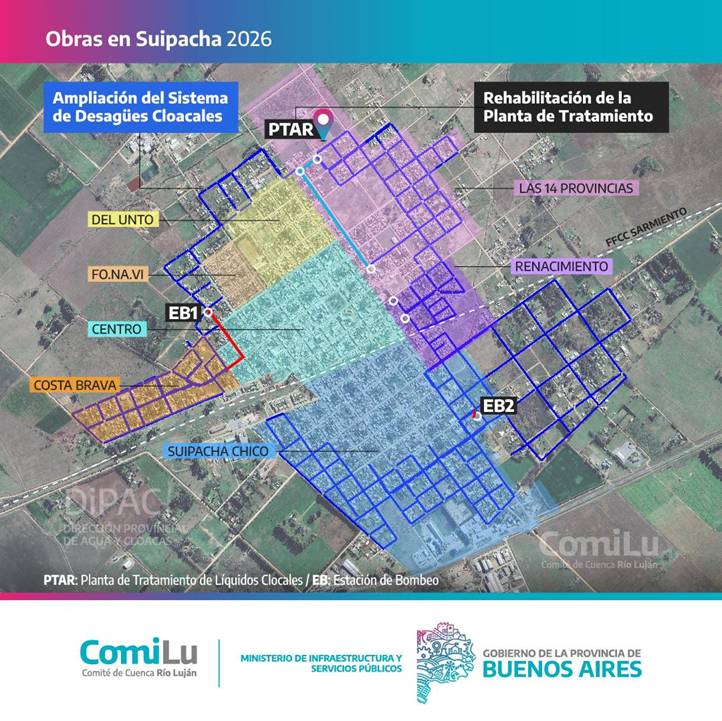 Inversión millonaria en Suipacha: convocan a una consulta pública por obras de cloacas por más de $13.500 millones