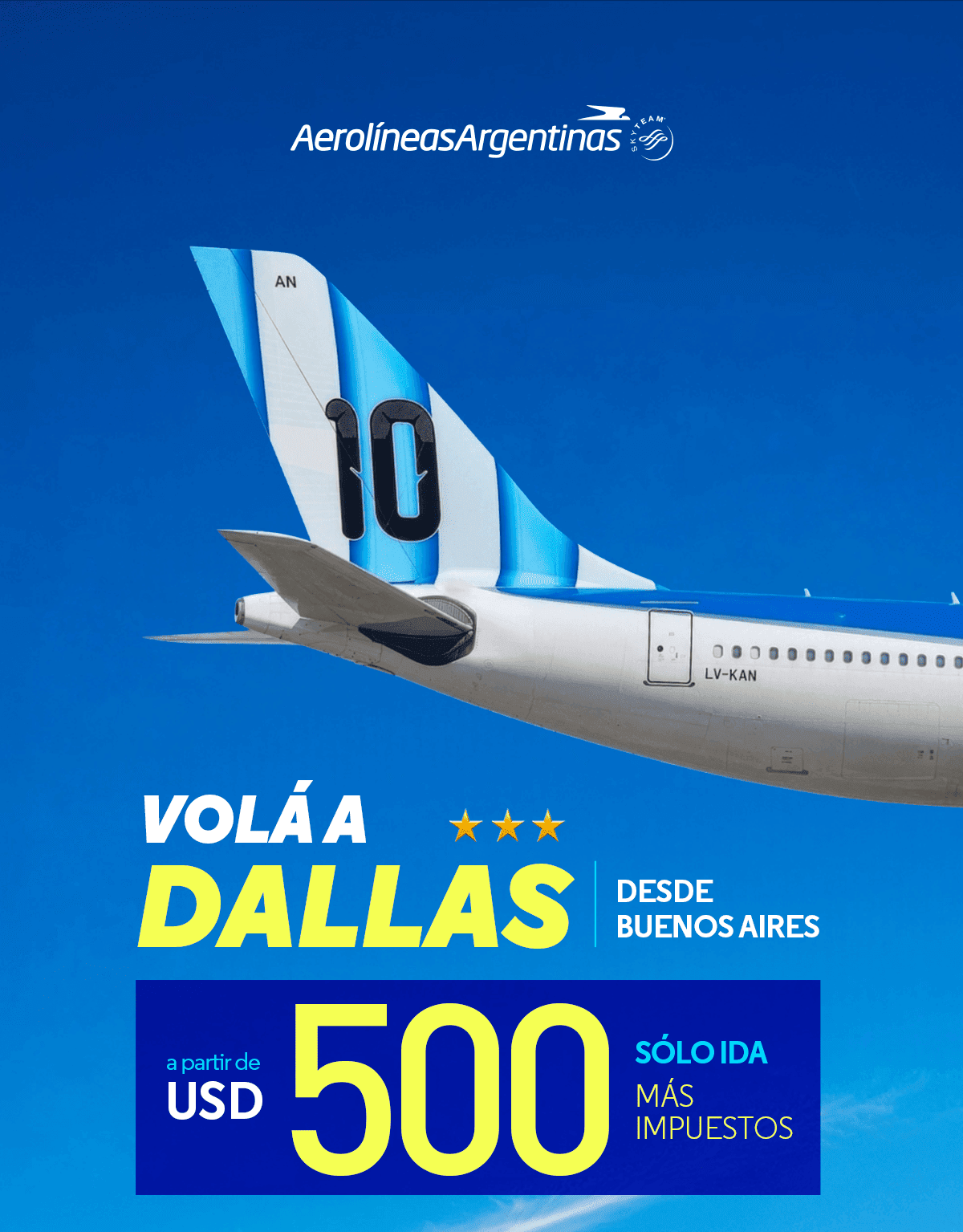El «avión más argentino del mundo» conecta el país con Texas para alentar a la selección