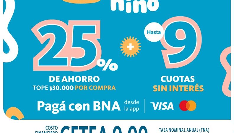«Dia del Niño»: el Banco Nación lanza 24 cuotas sin interés y descuentos con BNA+