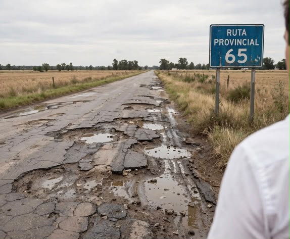 Bolívar: El concejal César Pacho reclamó a Axel Kicillof la reparación urgente de la Ruta Provincial 65