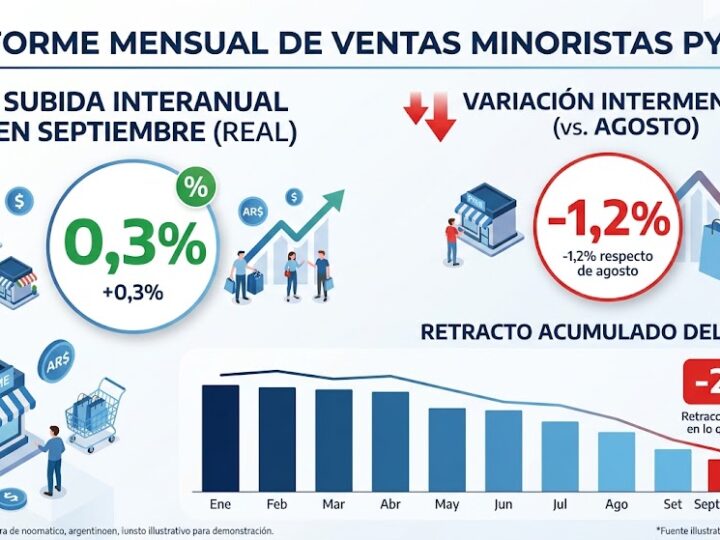 Las ventas minoristas pyme aumentaron 0,3% interanual en septiembre