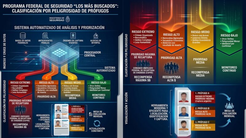 El Gobierno lanzó “Los Más Buscados”: un sistema para clasificar la peligrosidad de prófugos