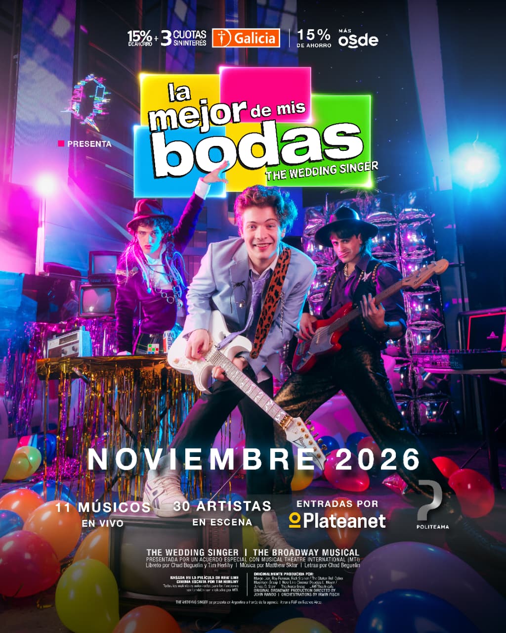 “La mejor de mis bodas”: la comedia musical basada en The Wedding Singer llega al Teatro Politeama
