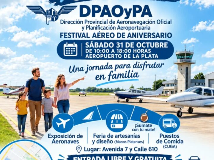 Festival Aéreo en La Plata: exposición de aviones, feria y gastronomía para festejar los 90 años de la DPAOyPA